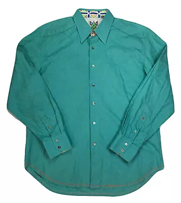 Robert Graham Men’s XLarge Turquoise Long Sleeve Button Up Flip Cuff Shirt • $38.99