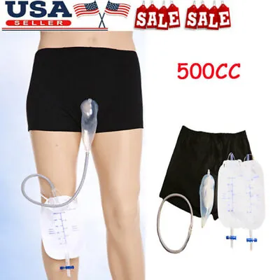 Reusable Male Urinal Leg Bags×2 500CC Urine Funnel Pee Holder Collector W/Shorts • $19.80