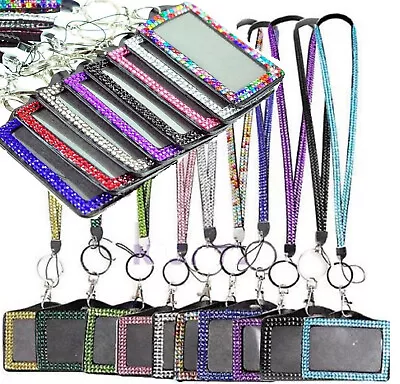 £3.49 • Buy Lanyard Id Card Holder Badge Neck Strap Rhinestone Photo Id Horizontal Portrait