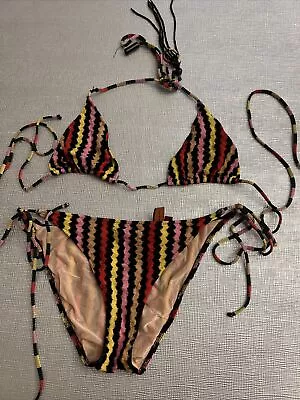 MISSONI Signature Print Triangle Bikini Size 42 Us 6 • $199.99