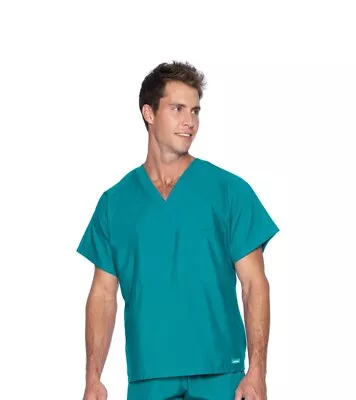 Landau Essentials Unisex Relaxed Fit 1-Pocket V-Neck Scrub Top 7502 • $14.95