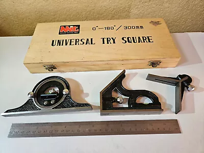 Combination Square Set 4 Pieces Michigan Industrial Tools W/Wood Casing • $72