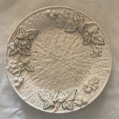 Vintage Balt White With Green And Gold Majolica Leaf With Berries Plate 8 Inches • $36