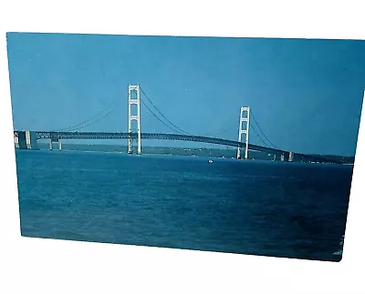 Mackinac Bridge Upper Michigan Blue Postcard UNUSED Vintage  • $3.49