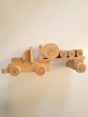 Vintage Wood Toy Semi Truck And Trailer Log Hauler Nicknack Decoration  • $9.90