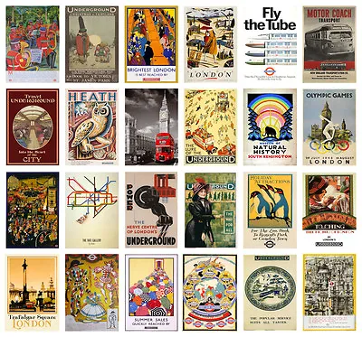 VINTAGE LONDON UK Retro TRAVEL A4 A3 POSTERS 40 DESIGNS BUY 1 GET 2 FREE • $10.09