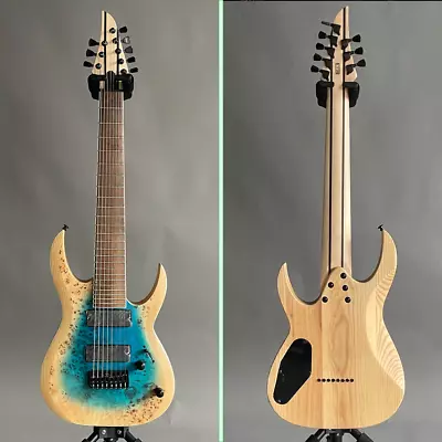 Custom 8-Strings Natural Color Electric Guitars Blue Burl Maple Top Veneer Body • $285