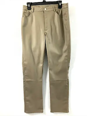 H & M Faux Leather Pants Womens Size 10 Brown Straight Slacks Pockets NWT • $19.10