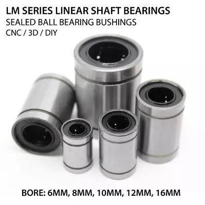 Linear Ball Bearing LM 6/8/10/12/16 UU Bushing Bearings With Seal For CNC Shaft • £2.86