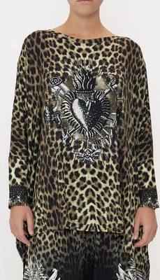 $99 • Buy CAMILLA - Order Of Disorder - Embellished Scoop Neck Slouch Tee - One Size