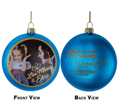 ELVIS PRESLEY Elvis And Lisa Marie Glass Disc CHRISTMAS ORNAMENT NEW IN BOX • $19.88