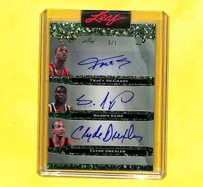 2024 Leaf Magnificent Tracy McGrady Shawn Kemp Clyde Drexler 1/1 Auto Card • $52