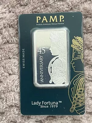 PAMP Suisse Lady Fortuna 45th Anniversary 1 Oz Silver Bar (In Assay) • £55