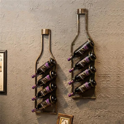 Creative Shaped Wine Bottle Rack For 4 Bottles Wall Mounted Wine Storage Holder • $40