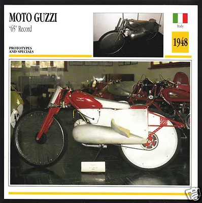 1948 Moto Guzzi 65 Record-Breaker Guzzino (73cc) Italy Motorcycle Photo Card • $2.36