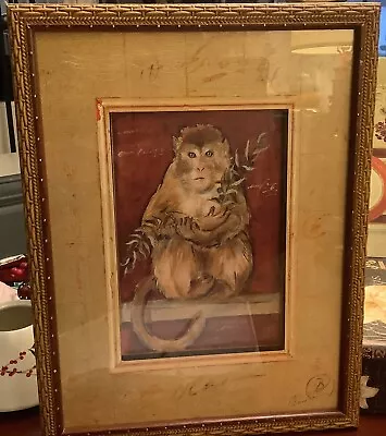 Crown Fine Arts~Monkey Picture~Shadow Box Style~Bamboo Inspired Frame~Unique~ • $49.99