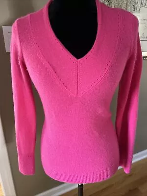 Lilly Pulitzer 100% Cashmere Gwyn Sweater Pink V Neck Sti Detail Palm Tree S • $27.99