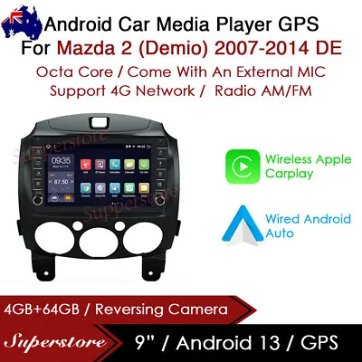 9” Android 13 Car Stereo Non-DVD GPS Radio Head Unit For Mazda 2 (Demio) DE • $362.65