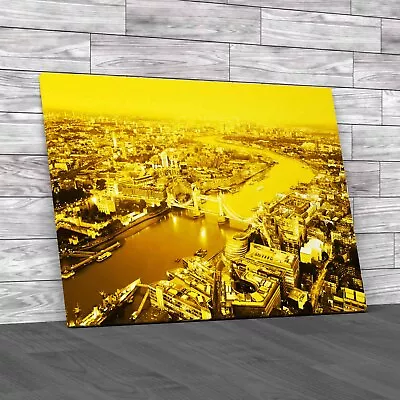 London Skyline Yellow Canvas Print Large Picture Wall Art • £14.95