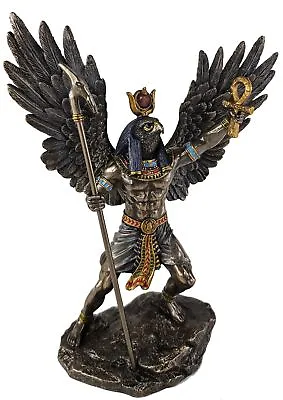10  Ra Egyptian King Of Deities Sun God Holding Scepter Ankh Statue Bronze Color • $83.54