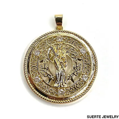 14k Gold Plated Holy Death Pendant Santa Muerte Medalla Collar Oro Laminado • $13.99