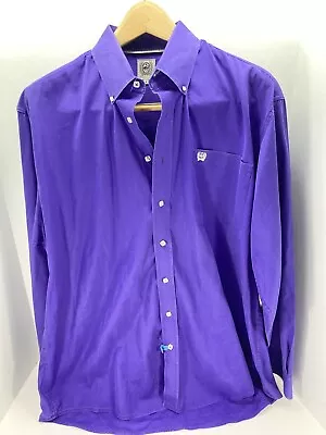 Cinch Western Shirt Men Size Large Solid Purple Button Long Sleeve Rodeo Casual • $24.95