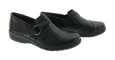 Collection By Clarks Women's Loafer Black Comfort Shoes Flat Round Toe Slip On • $23.09