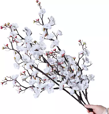 3Pcs Artificial Cherry Blossom Branches37 Inch Long Stem Silk Plum Blossom With • $52.01