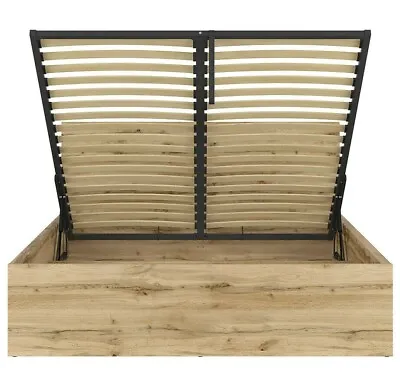 Ottoman Euro King Size Bed Frame Gas Lift Up Storage Oak Wotan 160cm Tetrix • £619.95