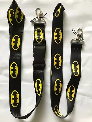 NEW Set Of 2 : Black Batman LANYARD KEY CHAIN Ring Keychain ID Holder FREE SHIP • $14.99