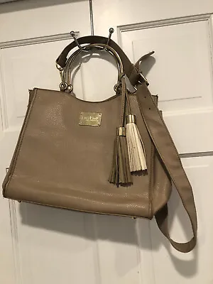 Bebe Los Angeles Embossed Signature Women's  Mini Satchel/Bag/Purse Tan • $14.85