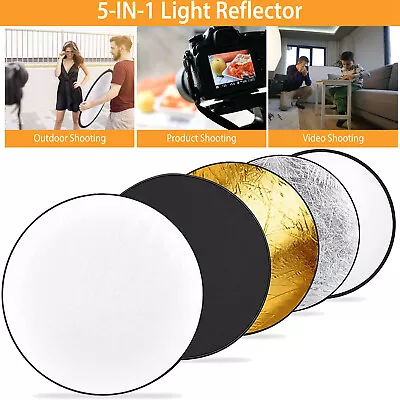 42  5In1 Photography Round Light Reflector Collapsible Multi Disc Light Diffuser • $16.24