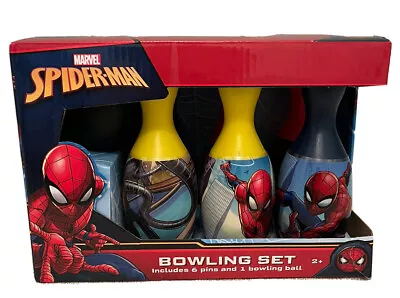 Spiderman Bowling Set Toy Gift Set For Kids Indoor Outdoor Fun 6 Pins 1 Ball • $12.99