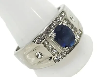 Blue Sapphire Simulated Mens Ring Tk316 Durable Size 13 Mens Bling Quality  • $18.99