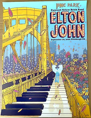 ELTON JOHN Pittsburgh PA 2022 Farewell Yellow Brick Road Tour AP Poster S/N #/75 • $98.88