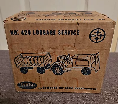 Vtg 1962 Tonka Airlines Luggage Service No 420 Tractor & Cart BOX ONLY • $5.50