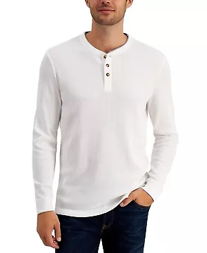Club Room Men's Long Sleeve Henley Shirt White Pearl Large • $11