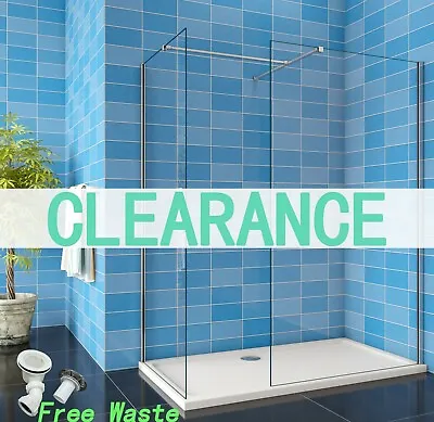 Walk In Shower Enclosure&Tray Wet Room 8mm Nano Glass Screen End Panel Cubicle • £105