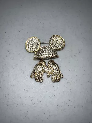 Vintage Napier Disney Mickey Mouse Pin Brooch Rhinestone Ear Hat Gloves Goldtone • $29.97