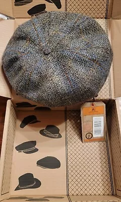 NWT Sterkowski PEAKY Harris Tweed Newsboy Wool Cap Vintage Style Handmade 61cm • $50