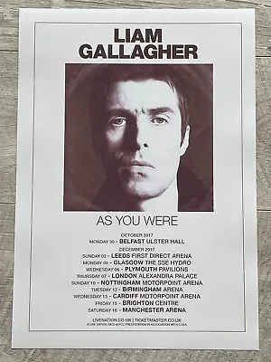 Liam Gallagher Concert Poster -- UK Tour 2017  Live Music Show -gig Memorabilia. • £9.95