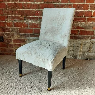 Fab Vintage Retro MCM Petite Off White Faux Fur Cocktail Bedroom Accent Chair • £175