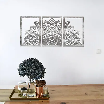 Metal Triptych Wall Art - 3 Panel Mandala Set Pattern Wall Art For Home/Office • £439.95