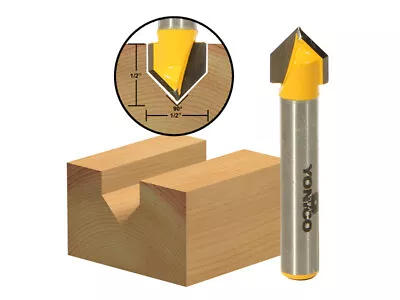 $8.95 • Buy 90 Degree X 1/2  Diameter V Groove Router Bit - 1/4  Shank - Yonico 14991q