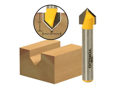 90 Degree X 1/2  Diameter V Groove Router Bit - 1/4  Shank - Yonico 14991q • $8.95