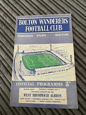 1959 Bolton Wanderers V West Brom Albion Wba League Division 1 One Programme • £3.25