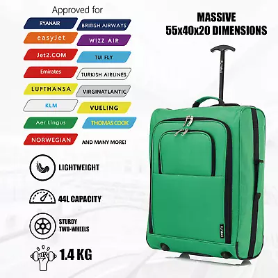 55X40X20 Ryanair Cabin Bag Suitcase Hand Luggage Flight Onboard Case Lightweight • £18.95