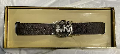 NWT Michael Kors Brown Signature Reversible Pave Logo Belt Size Sm./Med. MSRP$98 • $34.99