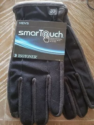 ISOTONER Smart Touch Gloves Mens LG Black Fleece Line Touchscreen Compatible NWT • $9.97