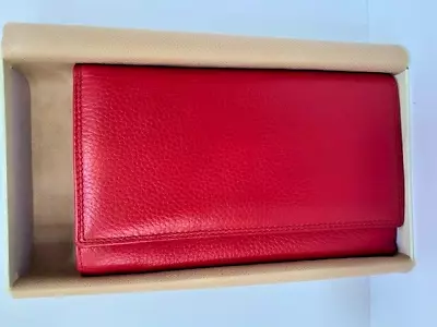 Vera Pelle Ladies Wallet Red Trifold Italy Brand New With Box • $24.50